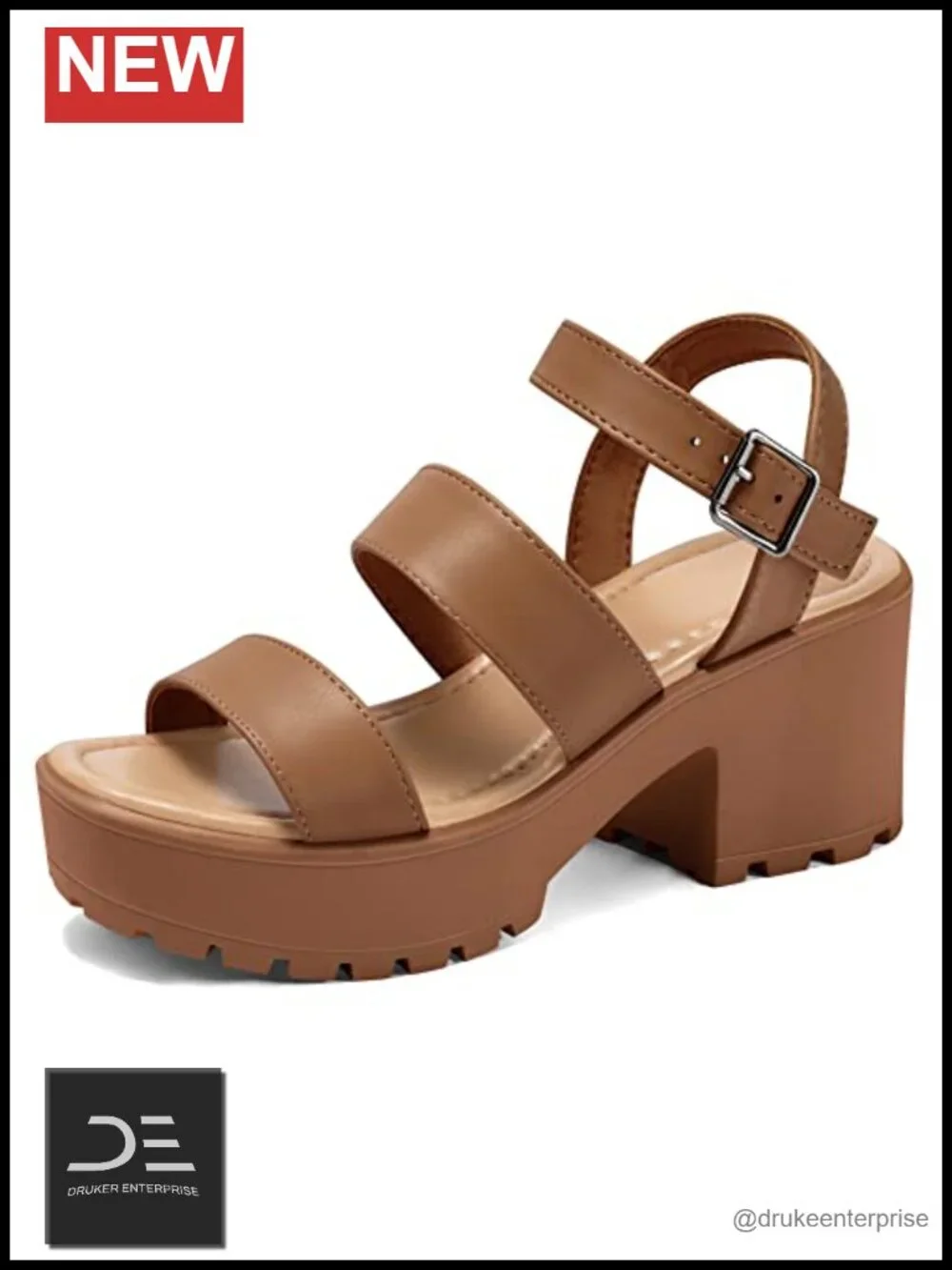 Women's Platform Sandals Ankle Strap Open Toe Lug Sole 3 Inch Chunky Block